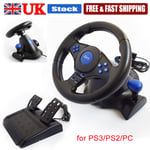 USB Steering Wheel Controller for PS3/PS2/PC 3 in 1 Racing Game UK