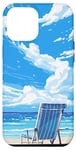 Coque pour iPhone 14 Pro Max Chaise de plage paisible View Retro Pixel Art
