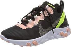 Nike W NIKE REACT ELEMENT 55 PRM, Women’s Running Shoe, Black Volt Coral Stardust, 6.5 UK (40.5 EU)