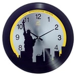 Horloge murale avec Silhouette de New York et statue de la liberté sur fond blanc – accessoire mural original et moderne – Idéal pour décorer le salon, la chambre ou le bureau – Diamètre 38 cm