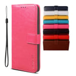 BRAND SET Case for Nokia 2.4 Case Wallet Style Faux Leather flip Case with Secure Magnetic Closure Lock and Bracket Function Suitable for Nokia 2.4(Rose red)