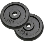 Paire de disques en fonte trou Ø 28 mm Poids de gymnastique de 5 kg fonte trou Ø 28 mm 2 x 5 total 10 kg pour haltères ou haltères