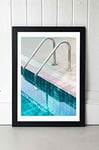 Vintage Swimming Pool A3 Framed Art Print