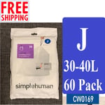Simplehuman Size J Bin Liners CW0259 Simple Human Bags 30-40 Litre  60 PACK Uk