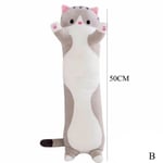 Long Cute Cat Doll Plush Toy Soft Stuffed Kitten Sleeping Fast Grey
