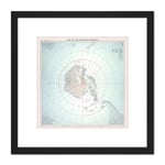 Antarctic Regions 1962 Map 8X8 Inch Square Wooden Framed Wall Art Print Picture with Mount