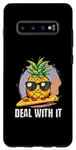 Coque pour Galaxy S10+ Design mignon ananas sur plaque à pizza – Amusant « Deal with It »