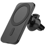 For iphone 12 12 Pro Max 2 in 1 Wireless Car Magsafe Charger + Desk/windshield Suction Cup mount Magnet 15W Fast charging stand (Black)