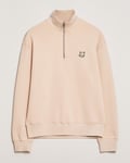 Maison Kitsuné Tonal Fox Head Half Zip Sweatshirt Smoke Beige