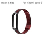 Metal Watch Band Milanese Bracelet Chain Strap Black&red For Xiaomi Mi 3
