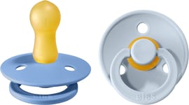 BIBS Colour Soother 2-Pack, BPA Free Dummy Pacifier, Round Nipple. Natural Size