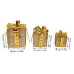 3pcs Iron Lighted Boxes Party Lighted Boxes With Bows LED Light String Decor RHS