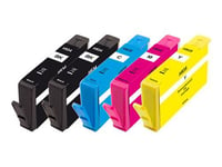 Peach Combi-Pack PLUS - Pack de 5 - noir, jaune, cyan, magenta - compatible - remanufacturé - cartouche d'encre - pour HP Officejet 6812, 6815, 6820; Officejet Pro 6230, 6230 ePrinter, 6830, 6835