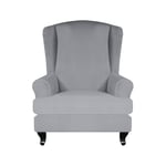 Renhe 2-Piece Wing Chair Cover Stretch Wingback Slipcovers with Cushion Cover Sofa Covers Furniture Protector Home Decor Light Gray