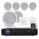 2-Zone Background Music System with 6x CSPB6 Ceiling Speakers & PA Amplifier