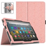 Dadanism Case for All-New Kindle Fire HD 8 Tablet(10th Generation 2020 Release) & Fire HD 8 Plus, Premium PU Leather Lightweight Slim Smart Stand Cover with Auto Wake/Sleep - Pink Glitter