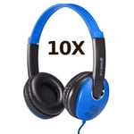 10X Groov-e Kidz On-Ear DJ Style Headphones Adjustable Headband - Blue/Black