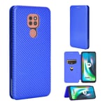 Motorola G9 Play - Cover i Børstet design med indbygget kortholder - Blå