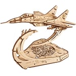 UGEARS Ghost of Kyiv Wooden Model Kits for Adults to Build - 3D Wooden Puzzles for Building Aircraft Model 1:72 Scale MiG-29 Fighter Jet - Mechanical Wooden Puzzles for Adults to Build