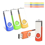 Kacai 5 Pack 1GB Memory Stick USB Stick 2.0 Flash Drive Swivel Thumb Design Pen Drive Data Storage(Mixed Color With Lanyard)