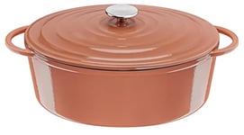 Tefal LOV Enamelled Cast Iron Casserole Dish with Lid - Oval, 34cm, 7.2L, Dutch Oven, All Hob Types, Cast Iron Pot, Cooking Pots, Dishwasher Safe, Terracotta, E2600604