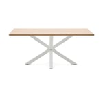 Kave Home - Table de salle à manger Argo rectangulaire 180 x 100 cm en mélamine et pieds en acier blanc