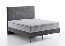 Atlantic Home Collection Frauke Lit à Sommier Tapissier, 180 x 200 cm, avec Surmatelas (Niveau de Fermeté H2), Gris