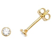 James Moore TH ES587 9k Yellow Gold Cubic Zirconia Stud Jewellery