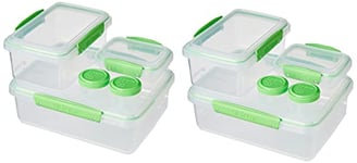 Sistema Klip IT Food Storage Containers | 6 Plastic Food Containers with Lids | 4 Dressing To Go Pots | BPA-Free | Recyclable with TerraCycle® | 10 Freezer/Fridge/Pantry Containers, Green