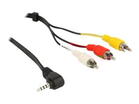 Delock - Video/Audiokabel - Komposit Video/Audio - Rca X 3 (Hane) Till 4-Stifts Mini Jack (Hane) Vinklad - 1,5 M - Svart