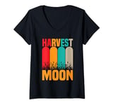 Womens Timeless Harvest Moon Autumn Vintage Cute Fall Thanksgiving V-Neck T-Shirt