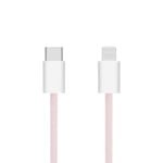 Linocell Flätad USB-C- till Lightning-kabel Rosa 0,5 m