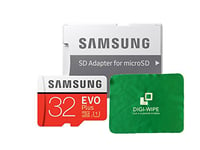 32 GO Digi Wipe Carte mémoire Micro-SD Evo Plus 32GB pour Samsung Galaxy Note 4, Note 7, 8, 9 et Galaxy Tab A, Tab E, Tab S2, Tab S4, Comprend Un Chiffon de Nettoyage en Microfibre