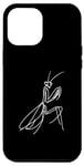 Coque pour iPhone 15 Pro Max Line Art Simple Dessin Artwork Praying Mantis Invertébré