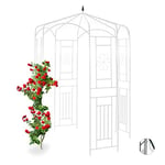 Relaxdays Arche à rosiers, Pavillon rosiers, Tonnelle plante grimpante, Tuteur treillis jardin 250x160x160 cm, blanc