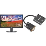 Dell SE2222H 21.5 Inch Full HD (1920x1080) Monitor, 60Hz, VA & Amazon Basics Gold-Plated HDMI (Female) to VGA (Male) Adapter with 3.5mm Audio Port (Only from HDMI to VGA), Black