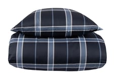 Påslakan dubbeltäcke - 200x220 cm - 100% mjuk bomullsatin - Big Check Blue - By Night - Rutigt sängset