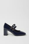 Dylan Patent Mary-jane Square Toe Block Heel Court Shoes