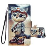JRIANY For Xiaomi Redmi Note 10 5G Case, PU Leather Wallet Case with Kickstand Card Holder Cute Animal Pattern Shockproof Protective Folio Flip Case Compatible with Xiaomi Poco M3 Pro 5G, Cat C