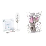 Me To You Tatty Teddy 18th Birthday Gift Set with Champagne Flute, Photo Frame and Keepsake Key - Official Collection & Me to You 18th Birthday Card with 3D Effect