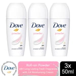 Dove Powder Roll On Anti-Perspirant up to 48H Sweat & Odour Protection, 3x50ml