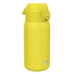 Ion8 Kids Water Bottle, Steel 400 ml/13 oz, Leak Proof, Easy to Open, Secure Lock, Dishwasher Safe, Flip Cover, Carry Handle, Easy Clean, Durable, Metal Water Bottle, Carbon Neutral, Yellow