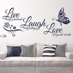 Live Laugh Love Väggdekal Konst, Kärlek I Ord Väggdekoration Klistermärken Sovrum Inspirerande Citat, Avtagbar Väggskylt Mural DIY Heminredning (58*27c