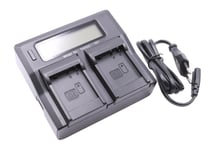 vhbw Chargeur double compatible avec Panasonic Lumix DMC-S6, DMC-S6K, DMC-TZ101 caméra caméscope action-cam - Station avec écran LED, témoin de charge