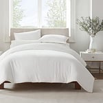 Serta Simply Clean Parure de lit 3 pièces Ultra Douce hypoallergénique résistante aux Taches - Blanc - Lit Double/Grand lit
