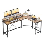 CubiCubi Bureau d'angle en forme de L de 67 pouces - Bureau d'études à domicile et d'écriture - Station de travail avec support pour moniteur - Facile à assembler - Marron