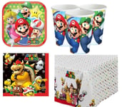 Super Mario Kids Party Set Tableware Bundle For 8 Cups Napkins Tablecover Plates