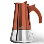 Stainless Steel Induction Stovetop Espresso Maker - Make Cafe Quality Italian Style Coffee at Home with This Premium Moka Pot in Modern Chrome, by the London Sip Company. (6-Cup, Copper)