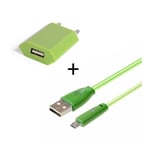 Pack Chargeur Pour Iphone 11 Pro Max Lightning (Cable Smiley Led + Prise Secteur Usb) Apple Connecteur - Vert