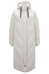 HUGO Womens Favella-1 Relaxed-fit Long-Length Padded Coat with Logo drawcords White